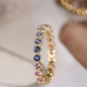 14k Gold Plated Rainbow CZ Gemstone Ring